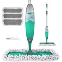 HUGERSTONE Sprühwischer Wischmopp Set mit 3 Mikrofaser Pads, Bodenwischer mit Sprühfunktion (Wischmopp mit 435ml Wassertank) Nass und Trockenwischer, 360 Grad Rotierender Wischmop für alle Böden