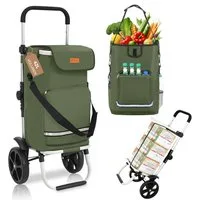 Sekey Einkaufstrolley 3-in-1 mit Kühlfach und Spanngurt, Faltbarer Einkaufswagen 42L & 35kg, 42 l, 3-in-1 Trolley, Sackkarre & Umhängetasche, Ideal für Einkäufe