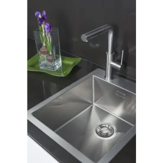 Herzbach Design iX Spültischarmatur 17.136090.1.09 Edelstahl gebürstet, Brausekopf ausziehbar