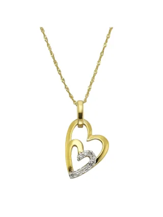 Celesta Gold Halskette 375/- Gelbgold 2farbig Zirkonia Herz