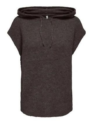 ONLY - ONLNELLIE SL HOODIE VEST CC KNT Coffee Bean - Gr. - S