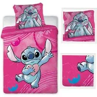Disney Baby Babybettwäsche Disney Lilo & Stitch Babybettwäsche 100x135 cm Pinker Wende-Bettbezug, Renforce, 2 teilig, Wendbar mit 2 Motiven