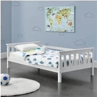 en.casa Kinderbett, »Nuuk« mit Stauraum 80x160 cm Kiefernholz Weiß