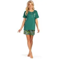 Consult-Tex Shorty Damen Kurzarm Shorty Pyjama Schlafanzug (Spar-Set, Pckung, 1 Stück) mit kontrastfarbiger Knopfleiste