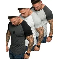Amaci&Sons T-Shirt 3. SALEM 3er-Pack T-Shirts (3er-Pack) Herren Basic Oversize Kontrast Raglan T-Shirt