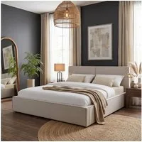 IDIMEX Polsterbett CALM, Doppelbett 160x200 cm in Leinenoptik mit Lattenrost Polsterbett Grau