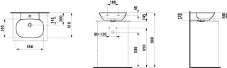 LAUFEN Aufsatz- Handwaschbecken INO 450x410x145 H8163007581121