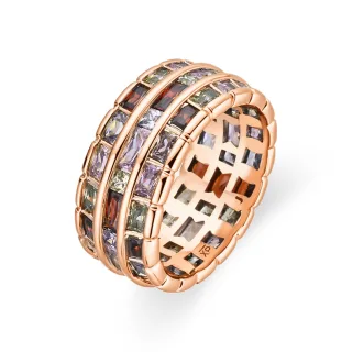 Luxenter Ring mit mehrfarbigem Zirkonia, 18 Karat Gelbgold-Finish – Hudio