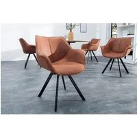 riess-ambiente Esszimmerstuhl THE DUTCH RETRO antik braun/schwarz - Metall, Armlehne, Ziersteppung (Einzelartikel, 1 St), Drehbarer Polsterstuhl m. Auto-Return - ideal f. Wohn- & Arbeitszimmer
