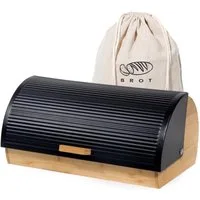 Zedelmaier Brotkasten Brotkasten Bambus mit Rolldeckel Brotbox Rollbrotkasten, (Set, 1x Brotbox mit Deckel inkl. 1x Brotbeutel)