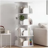 oyajia Bücherregal Drehbare Bücherregal, 4 Etagen Stehregale Lagerregal mit Fächern, Bücherregal, offenes Aufbewahrungsregal, 39.5 x 39.5 x 128 cm, drehbar, 4 Ebenen 16 Fächer
