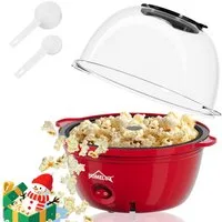 HOMELUX 2-in-1-Popcornmaschine Mini Popcorn Maschine 450W Popcorn Maker Snack Popper inkl. 2 Löffel, Retro-Design, Deckel als Servierschale, Automatisches Rühren
