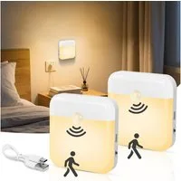 FELIXLEO LED Nachtlicht Nachtlicht mit Bewegungsmelder 2 Stueck Aufladbar Typ C LED