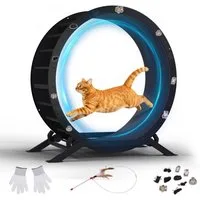 COMHOMA Tier-Intelligenzspielzeug Katzenlaufrad, laufrad Katze, Extra großer 100 cm ultraleises Laufrad, mit Abnehmbarer Teppich und Spielzeug