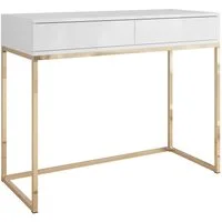 Lookway Konsolentisch BLANCO mit Schubladen Gold Chrom, 100x81x42 cm