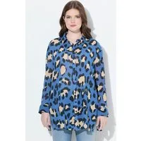 Ulla Popken Hemdbluse Bluse Leomuster Hemdkragen Langarm