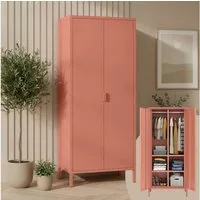 skølm Kleiderschrank Ituri aus Metall (Rostrot) Metallschrank mit 6 Fächern & 2 Kleiderstangen, 170x80x45 cm