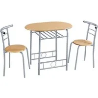 Yaheetech Esszimmer-Set Essgruppe mit 2 Stühlen, Esszimmergruppe 3-teilig