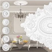 marbet design Wanddekoobjekt R-25 (Stuckrosette aus EPS Styropor, weiß, Zierelement, Stuck, Innendekoration Dekor Oval)