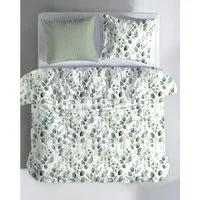 MTOnlinehandel Wendebettwäsche Eukalyptus Dusty Green in zwei Größen • Blätter • Blumen, Microfaser, 2 teilig, sanft und weich • Aquarell-Optik • Partnerbettwäsche