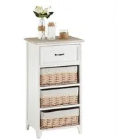 CARO-Möbel Kommode PROVENCE, Kommode PROVENCE Sideboard Schrank für Flur weiß mit 3 Körben Landhaus