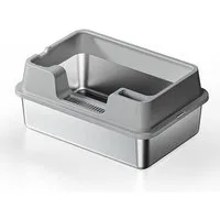 GarveeMore Katzentoilette Edelstahl Katze Müll Box mit Deckel Extra große Müll Box