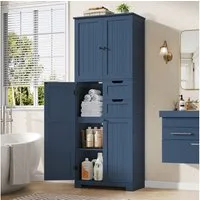 HOMECHO Hochschrank Badezimmerschrank mit 4 Türen 2 Schubladen für Wohnzimmer Küche Esszimmer Büro 164.5X 60x30cm