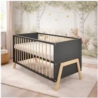 Baby-Delux Babybett Juna Kiefer umbaugitter, Kinderbett 60x120 umbaubar Schutzgitter Matratze