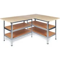 ONDIS24 Werkbank Werkstatt Ecklösung »Sparfuchs«, (2-tlg), 180 x 120 x 85 (H) cm, bis 320 kg belastbar, Arbeitsplatte 25 mm