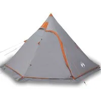 vidaXL Tipi-Zelt Tipi-Campingzelt 5 Personen Grau Wasserdicht, Personen: 5 (1 tlg)