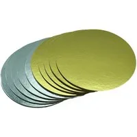 KITCHENDREAM Tortenplatte CakeBoard Set Kuchenplatte rund gold UND silber in 3 mm starker Pappe, (5-tlg)
