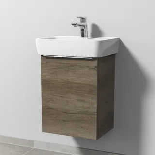 Sanipa 3way Waschtischunterbau zu Geberit Renova Plan Waschtisch mit 1 Tür, Eiche-Nebraska UM87037