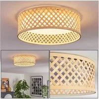 hofstein Deckenleuchte Deckenlampe aus Metall/Bambus/Kunststoff in Weiß/Naturfarben, ohne Leuchtmittel, moderne Leuchte mit Lichteffekt im Boho-Design, (30 cm), 16 Watt