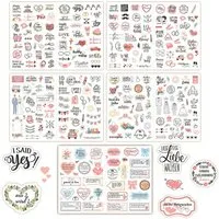 TUWENA Hochzeitskarte 5 Bögen Fotoalbum Sticker, Aufkleber für Hochzeitsscrapbooking, Hochzeitssticker Gästebuch Deko für Fotoalbum, Hochzeitsdeko Zubehör