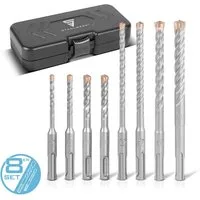 STAHLWERK Bohrersatz SDS-Plus-Bohrer 8-teiliges Set – Durchmesser 5-12 mm mit Box, Schweißer-Gripzangen inklusive Transportkoffer