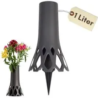 GarPet Blumentopf Grabvase Erdspieß Grab Vase Friedhof Wetterfest Grabschmuck Steckvase