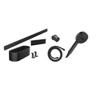 hansgrohe WallStoris Handbrause Set 24291670 3jet Activation EcoSmart, mit Brausestange, Accessoireset, Mattschwarz