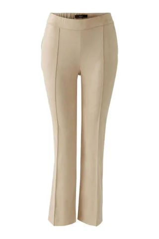 Oui - Velours-Stretch-Optik Hose mit gesteppter Bügelfalte beige - Gr. - 44