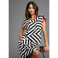 Laura Scott Sommerkleid mit Streifen-Muster & Konstrast, Jerseykleid