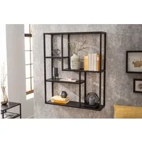 riess-ambiente Wandregal SLIM LINE 95cm schwarz, Einzelartikel 1-tlg., Wohnzimmer · Esche-Design · Metall · eckig · 5 Fächer · Industrial