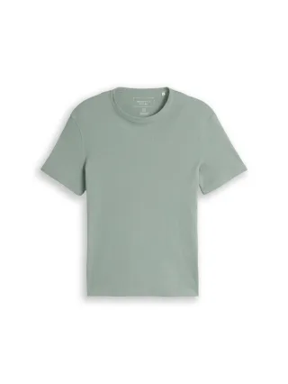 TOM TAILOR Denim - Slim Fit: T-Shirt aus Ripp-Jersey grün - Gr. - M