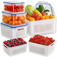 Agger Küchenorganizer-Set 2er Set Frischhalteboxen Stapelbare, Küchen Organizer, (Doppellagige Kühlschrank Organizer mit Deckel und Trennbar Sieb), für Obst Gemüse Salat Beeren Eier Kartoffel Aufbewahrung