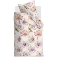 Beddinghouse Bettwäsche Satin, Baumwolle, lila Blüten auf hellem Hintergrund