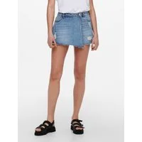 ONLY Jeansrock ONLTEXAS – Destroyed Effekt für trendigen Hosenrock-Stil figurbetont, Denim/Jeans, Baumwolle, Destroyed Effekt, unifarben