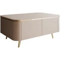 ALLHOUSE24 Couchtisch LINE eleganter Design-Tisch mit abgerundeten Formen, Goldakzenten (1x Couchtisch), Breite 90 cm