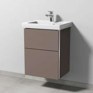 Sanipa 3way Waschtischunterbau zu Villeroy & Boch Subway 2.0 Waschtisch mit 2 Auszügen, Taupe-Matt BP6101T