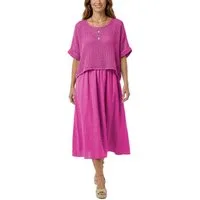 dy_mode Sommerkleid Damen Sommerkleid Midikleid in Zweiteiler-Optik Lagenlook Kleid in Unifarben, Zweiteiler-Optik