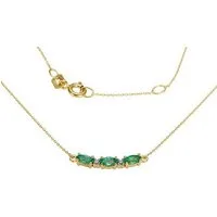 Firetti Kette mit Anhänger Schmuck Geschenk Gold 585 Halsschmuck Halskette Goldkette Navette, mit Smaragd - mit Brillant
