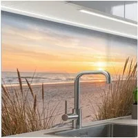 KitchenYeah Küchenrückwand Muster selbstklebend (keine Folie) Sonnenuntergang - Dünen - Meer, (1-tlg), Spritzschutz, Küche, Rückwand, Küchenwand, Küchenfront, 30x20 cm