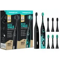 happybrush Schallzahnbürste Eco Vibe 3 Partnerset AllBlack/Black-Mint – TESTSIEGER - 8 Wochen Akku, Aufsteckbürsten: 9 St., Eco Vibe 3, 3 individuelle Putz-Modi, Schalltechnologie